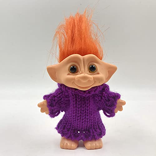 HomeDecTime Cute Good Luck Troll Dolls Cabello Colorido con Ropa Figuras de Acción Juguetes - Pelo Naranja
