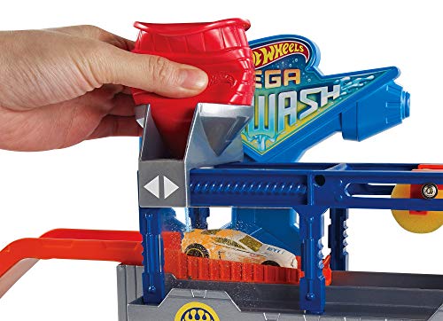 Hot Wheels - Supertúnel de lavado, pista de coches de juguete (Mattel GWT33)