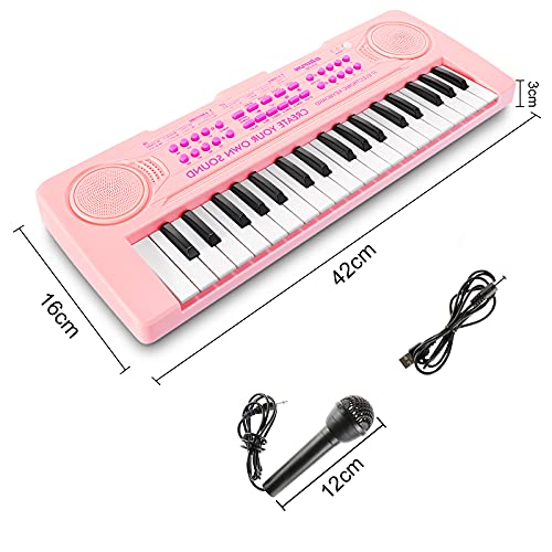 Innedu Mini teclado de piano de juguete, teclado musical de 37 teclas con sonidos de animales, canciones de demostración,batería y tempo,micrófono,teclado de piano musical portátil para niños pequeños