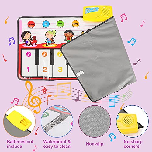 Innedu Piano Alfombra Musical, Alfombrilla Musical para Piano con 8 Instrumentos Musicales, Juguetes Educativos Regalos para Bebés Niños Niñas de 1 2 3 Años, 100 x 40 cm