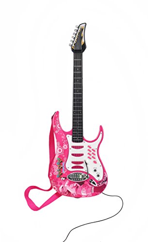 ISO TRADE Guitarra eléctrica + Amplificador + Micrófono con Soporte de Color Rosa para niñas 4709