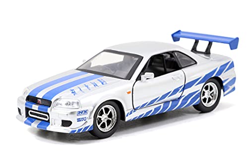 Jada Toys 253204004 Fast & Furious - Coche de Juguete (2 x 2002, Escala 1:32), Color Plateado y Azul