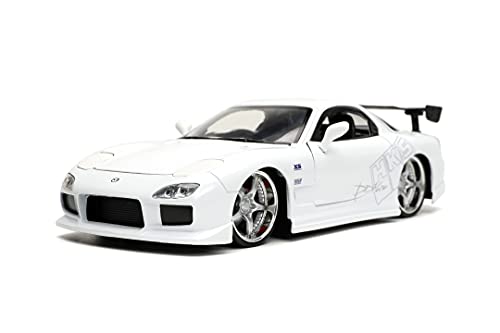 Jada Toys Fast & Furious 1993 Mazda RX-7 - Modelo Tuning a Escala 1:24 para Puertas con Apertura de capó y Maletero, Color Blanco