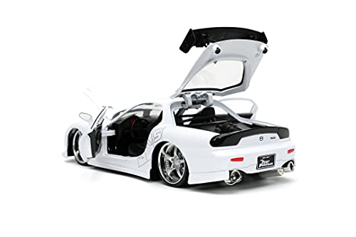 Jada Toys Fast & Furious 1993 Mazda RX-7 - Modelo Tuning a Escala 1:24 para Puertas con Apertura de capó y Maletero, Color Blanco