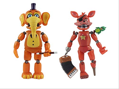 JIEMIANY 6 Piezas/Set FNAF Five Nights At Freddy'S Toys Freddy Fazbears Pizzeria Simulator Ver Foxy Chica Lighte Muñeca de articulaciones móviles Juguete para niños