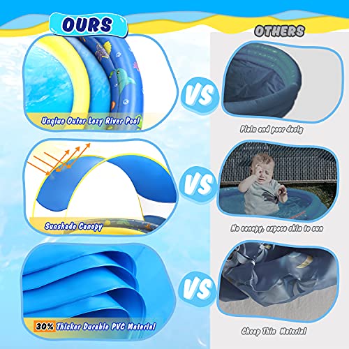 Jojoin Piscina Hinchable, Piscina Inflable Niños, Piscina de Agua para Niños con Visera removible, Material PVC Plástico, Hinchable Infantil Fiesta de Verano en La Piscina Interior al Aire Libre