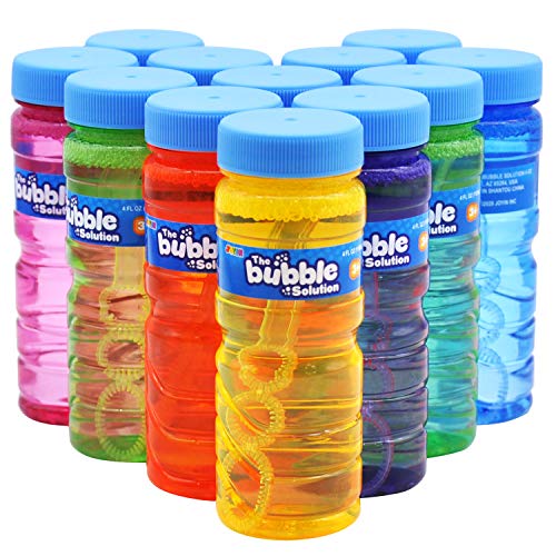 JOYIN 12 Botellas de Burbujas de 4 Onza con Surtido de Varita para Niños.