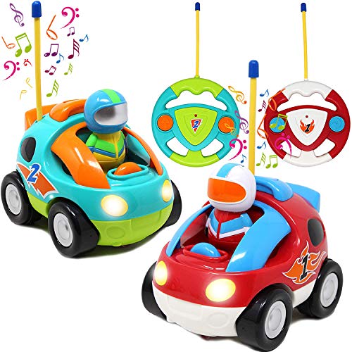 JOYIN 2 Paquetes de Radio de Coche de Carreras RC Juguete Remoto con música y Sonido para niños Relleno de Cesta de Pascua y Navidad