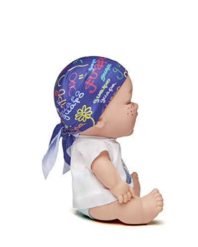 Juegaterapia Muñeco Pañuelo Diseñado por Alejandro Sanz con Estampados Guapas | Juguete Olor a Vainilla | Baby Pelones Solidarios | 20 x 10 x 20 cm, color, 0147