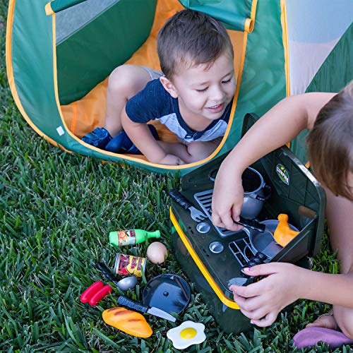 Juego de Carpa para Acampar para Niños JoyKip - Juego de Campamento con Luces y Sonidos Incluye Parrilla y Marcha para niños de 3 años en adelante.