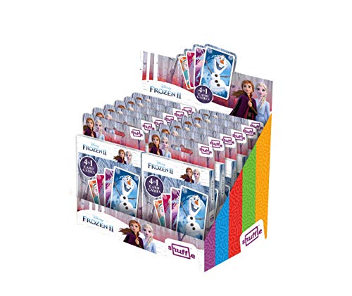 Juego de Cartas Shuffle Fun Frozen II - Baraja de Cartas con 4 Juegos de Snap, Familias, Parejas y Juego de Acción