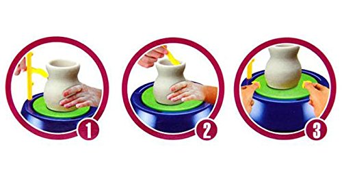 Juego prémium de pequeño Taller de alfarería con Muchos Accesorios (alfarero, Arcilla, Colores, etc.). Pottery Wheel Töpferei - Juguete Creativo para niños