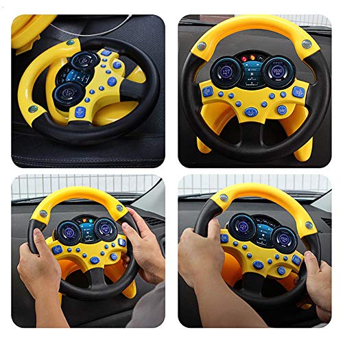 Juguete para el coche del volante del copiloto para niños con música y luz Simulación de manejo Juguetes educativos Regalo musical Conductor de aprendizaje para niños (Amarillo)