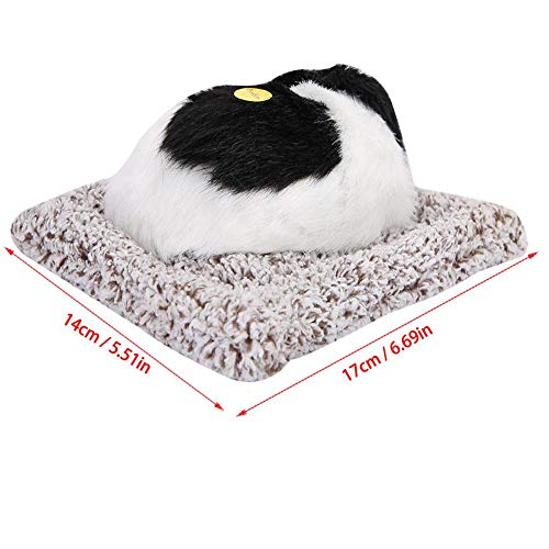 Juguete Perro, simulación Sonido Perro Dormido Adorno Adorno Animal Muñeco de Peluche Juguete Colección Bambú Carbón de Peluche Relleno Cachorro Animales Juguete con colchoneta(Black+White)