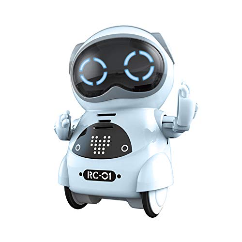 JUGUETECNIC │ Mini Robot Interactivo para Niños Reconoce Tu Voz Responde Español Baila Música | Pocket Toy Robot | Juguete electrónico Infantil de Bolsillo (Azul)