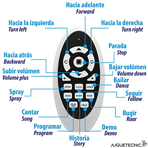 JUGUETECNIC │ Robosaur, el Robot Dinosaurio teledirigido | con Humo y Luces! │ Robot Juguete para Niños Programable con Mando Distancia | Mascota Interactiva Radiocontrol