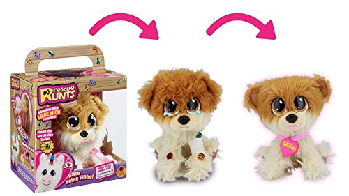 Juguetes Bauer Rescue Runts (18012): tu nueva mascota para adoptar, cuidar y amar de peluche animal, color blanco y marrón, aprox. 23 cm. , color/modelo surtido