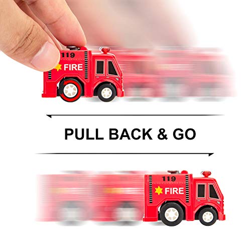Juguetes para camiones de bomberos, vehículos de juego para niños con tapete de juego, 6 motores de bomberos, mini juguetes para coche, regalo de fiesta de cumpleaños de Navidad
