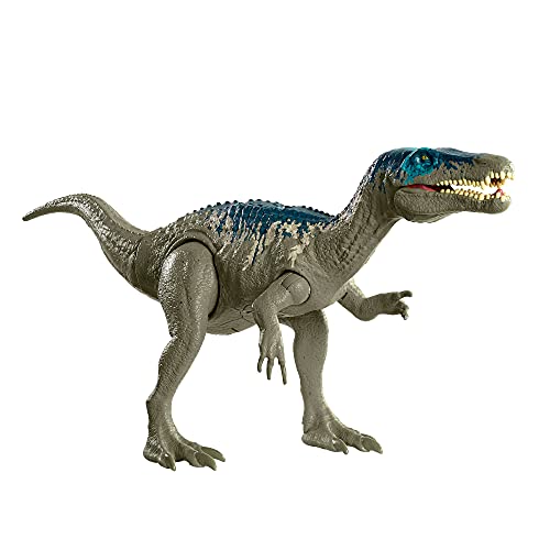 Jurassic World Ataque Rugido Baryonyx caos Dinosaurio articulado con sonidos, figura de juguete para niños (Mattel HBX37)