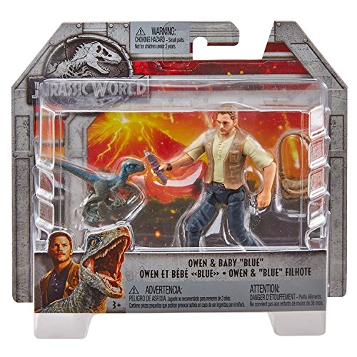 Jurassic World Figura básica Owen con dinosaurio de juguete bebé Azul (Mattel FMM01)