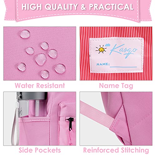 Kasgo Mochila Niña, Ligera Mochila Infantil Mochila Preescolar Impermeable Mochila Guardería Linda Mochila para Niños y Niñas con Correa Pecho Viaje Diario Gatito Rosa