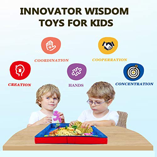 KiddosLand Arena Mágica de 3 lbs, Arena Play Sand Figuras de Dinosaurios y Criaturas prehistóricas de Juguete Never Dry Molding Juguetes de Arena DIY Juguete de Interior para Niños