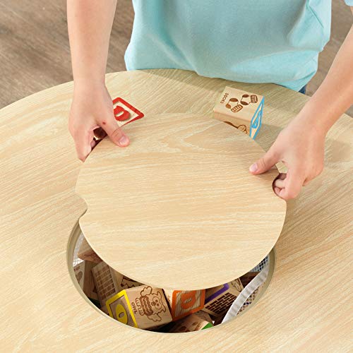 KidKraft 27027 Juego infantil de mesa redonda y 2 sillas de madera, muebles para salas de juego y dormitorio de niños - Natural y blanco