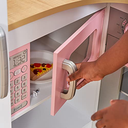 KidKraft- Cocina de juguete de madera para niños con accesorios para juegos de dramatización incluidos Grand Gourmet Corner , Color Rosa y blanco (53185)
