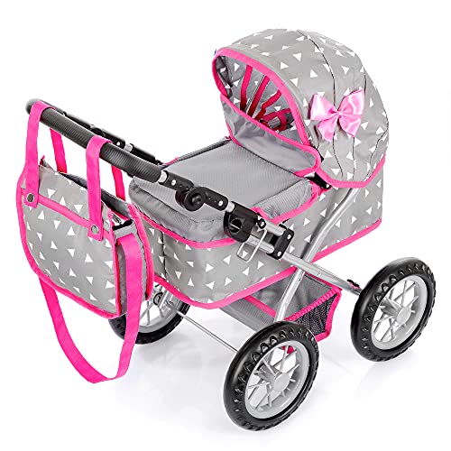Kinderplay Carrito Bebe Juguetes, Cochecito para Muñecas, Cochecito de Muñecas, Gondola - Trendy Carrito Muñeca, La Altura al Mango es En Un Rango de 33 a 63 cm, Muñeca 41 cm, KP0261S