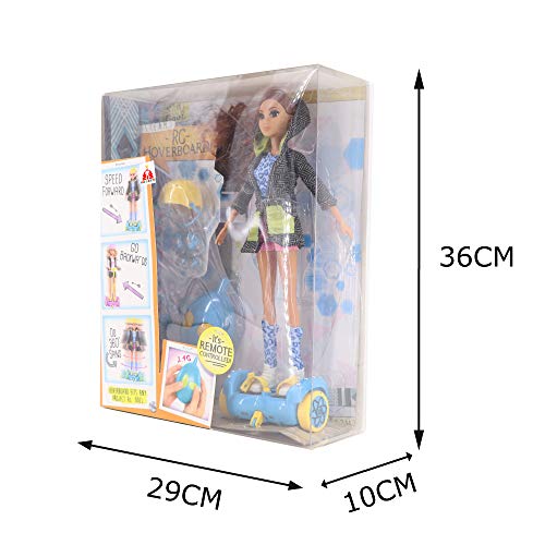 KING JUGUETES Muñeca Fashion Patinadora Hoverboard RC con Mando Radiocontrol. Muñeca Articulable con Hoverboard con Movimiento, Vestidos y Accesorios. Juguete para Niñas y Niños a Partir de 3 Años.