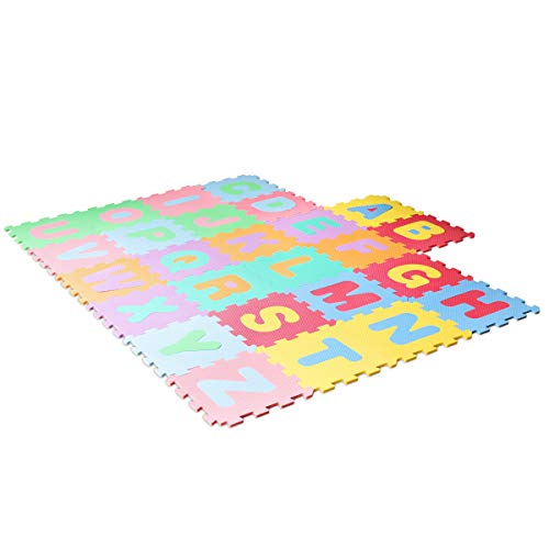 Lalaloom LEARNMAT - Alfombra infantil con letras para juego (alfombra puzzle para bebe con suelo de espuma EVA para habitación), 180x120x1 cm, Multicolor