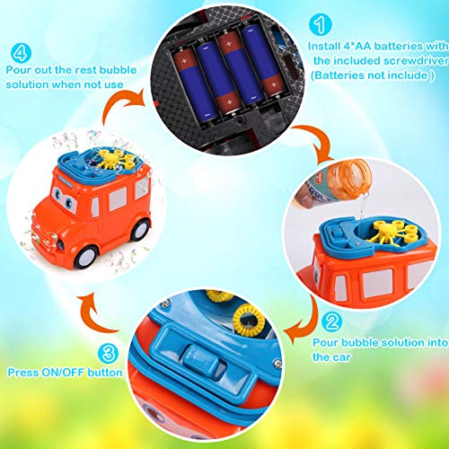 Latocos Maquina Pompas de Jabón Burbujas de Jabon para Niños Automático Máquina Burbujas Lindo Coche Soplado de Burbujas Juguetes de Fiesta Cumpleaños Juegos de Jardín Interior Al Aire Libre