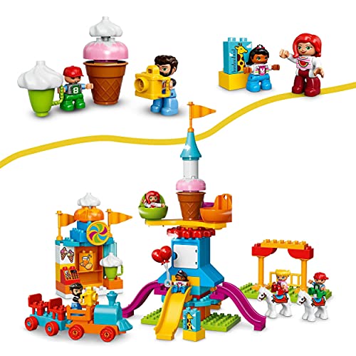 LEGO 10840 Duplo Town Gran Feria, Juguete de Construcción para Niños y Niñas a Partir de 2 años con 5 Mini Figuras y Tren