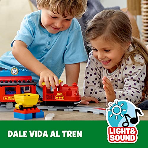 LEGO 10874 Duplo Town Tren de Vapor, Juguete de Construcción Educativo con Ladrillos para Niños y Niñas +2 años