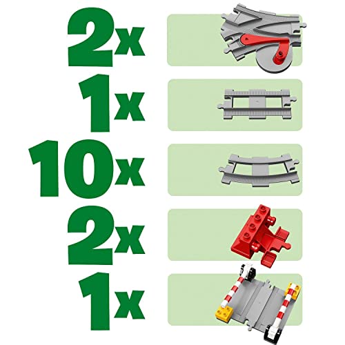 LEGO 10882 Duplo Town Vías ferroviarias, Juguete de Construcción para Niños de +2 años, Accesorios para Trenes