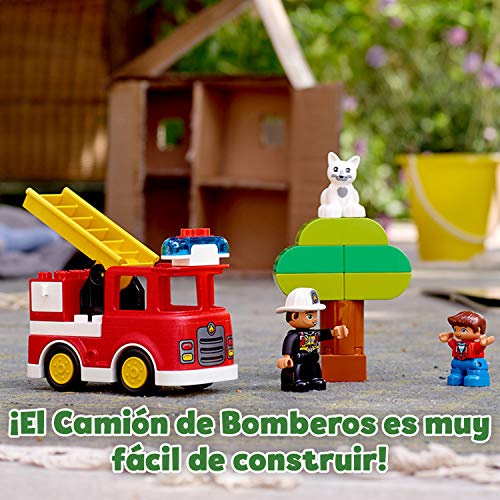LEGO 10901 Duplo Town Camión de Bomberos de Juguete, Regalo para Niñas y Niños +2 Años, Set de Construcción con 2 Mini Figuras