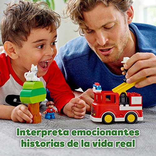 LEGO 10901 Duplo Town Camión de Bomberos de Juguete, Regalo para Niñas y Niños +2 Años, Set de Construcción con 2 Mini Figuras