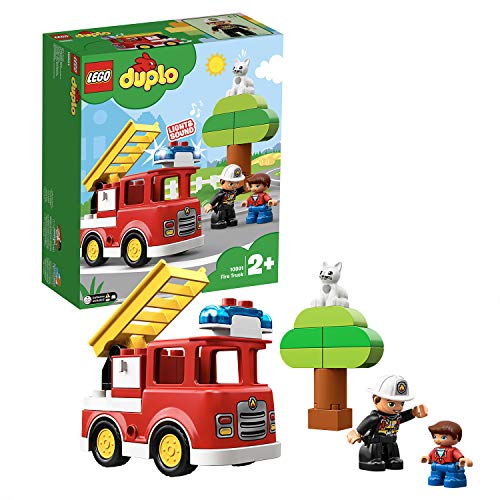 LEGO 10901 Duplo Town Camión de Bomberos de Juguete, Regalo para Niñas y Niños +2 Años, Set de Construcción con 2 Mini Figuras