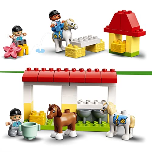 LEGO 10951 Duplo Establo con Ponis, Juguete de construcción para Niños de a Partir de 2 años con Figuritas de Jinetes y Caballos