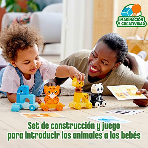 LEGO 10955 Duplo Tren de los Animales, Juguete de Construcción con Elefante, Tigre, Panda y Jirafa para Niños de +1,5 años