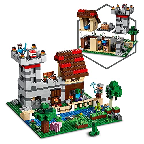 LEGO 21161 Minecraft Caja Modular 3.0, Juguete de Construcción, Castillo Fortaleza Granja Set con Figuras de Steve, Alex y Creeper