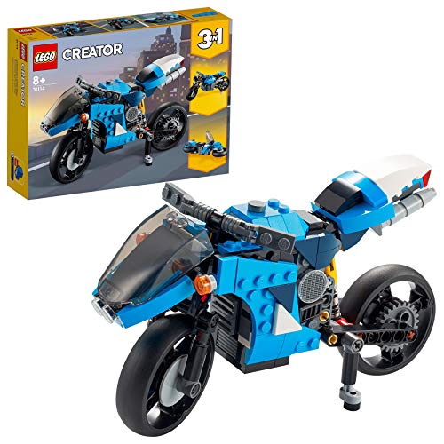 LEGO 31114 Creator 3en1 Supermoto, Moto Clásica o Voladora, Juguete de Construcción para Niños +8 Años, Idea de Regalo Creativa
