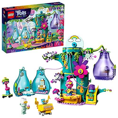 LEGO 41255 Trolls World Tour Fiesta en Pop Village, Juguete de Construcción de Casa en Árbol con 5 Mini Figuras y Accesorios