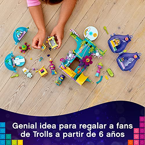 LEGO 41255 Trolls World Tour Fiesta en Pop Village, Juguete de Construcción de Casa en Árbol con 5 Mini Figuras y Accesorios