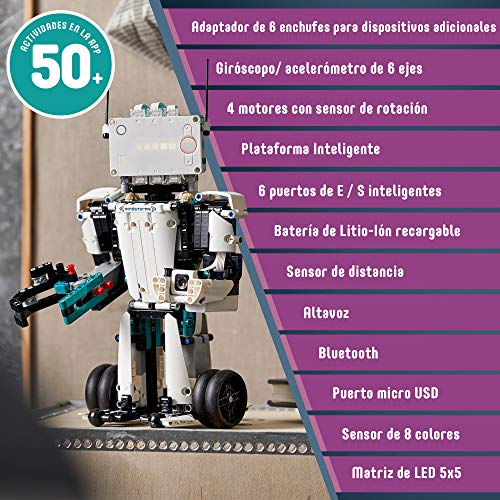 LEGO 51515 MINDSTORMS Robot Inventor y Kit de Robótica, Juguete Interactivo 5 en 1 Controlado por Aplicación, Coding Para Niños