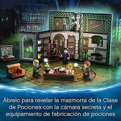 LEGO 76383 Harry Potter Momento Hogwarts: Clase de Pociones, Libro de Juguete Coleccionable, Set Portátil, Estuche de Viaje