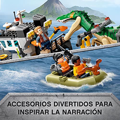 LEGO 76942 Jurassic World Fuga del Barco del Dinosaurio Baryonyx, Juguete con Barco y Lancha para Niños y Niñas +8 años