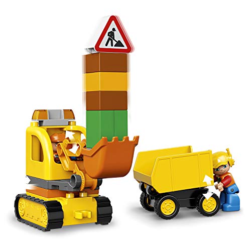 LEGO DUPLO Town - Camión y Excavadora con Orugas, manualidades niños y niñas de 2 a 5 años, incluye muñeco y grúa de juguete (10812)