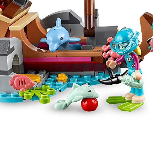 LEGO Friends - Misión de Rescate: Delfines Nuevo set de construcción de juguete de Barco Hundido y Robot Submarino Busca Tesoros (41378)