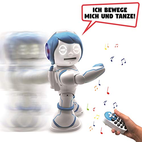 LEXIBOOK- Powerman Kid – Robot Educativo y bilingüe alemán/inglés – Juguete Que Habla y Canta Bailando – Stem programable para Contar Historias